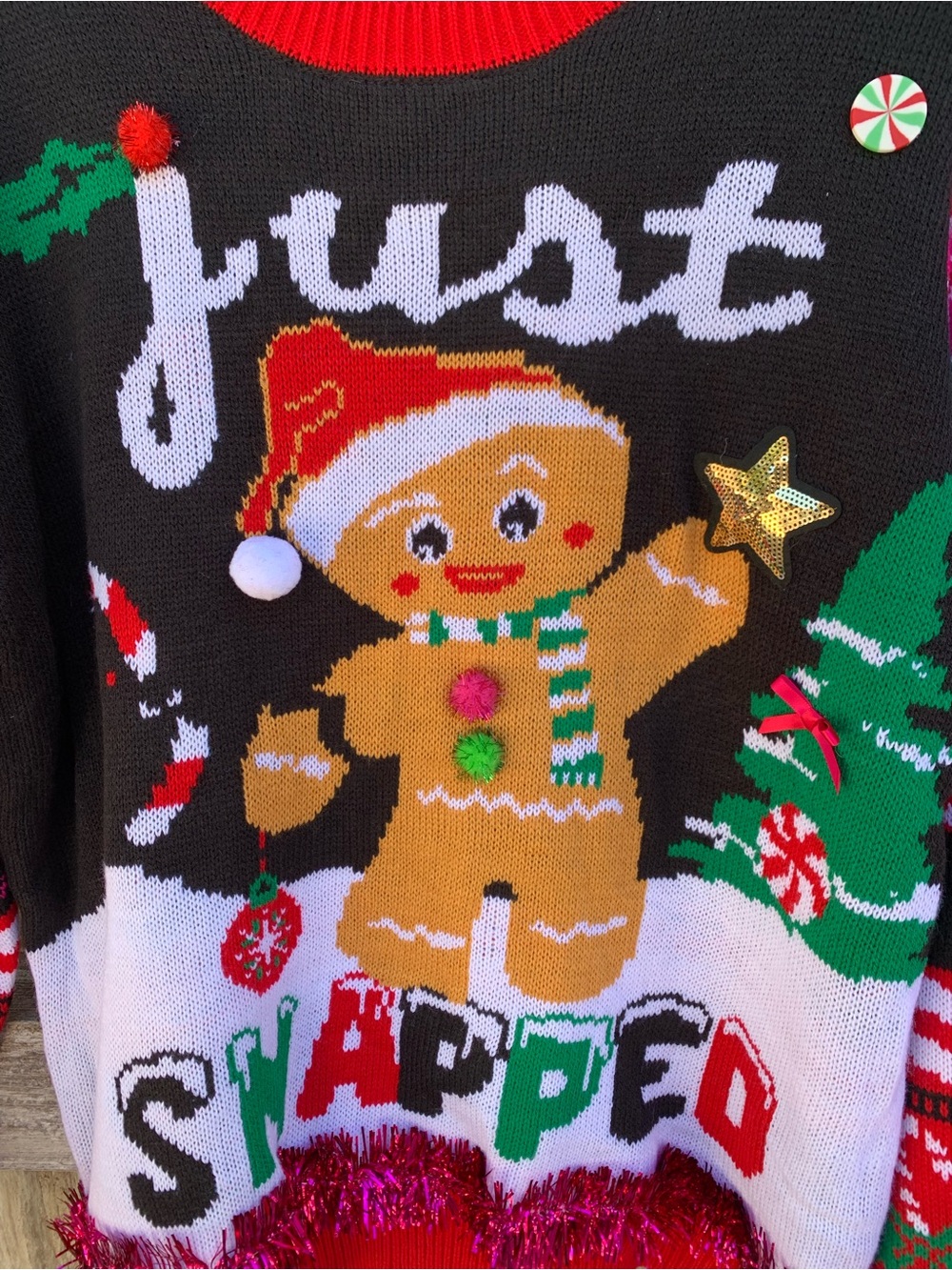 No Boundaries  'Just Snapped' Gingerbread Holiday Sweater - Picture 2 of 5